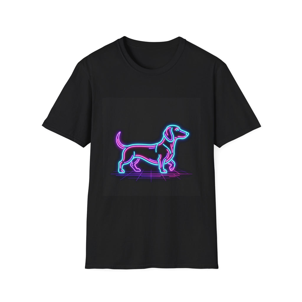Neon Synthwave Dachshund Shirt - Premium Unisex Cyberpunk Tee