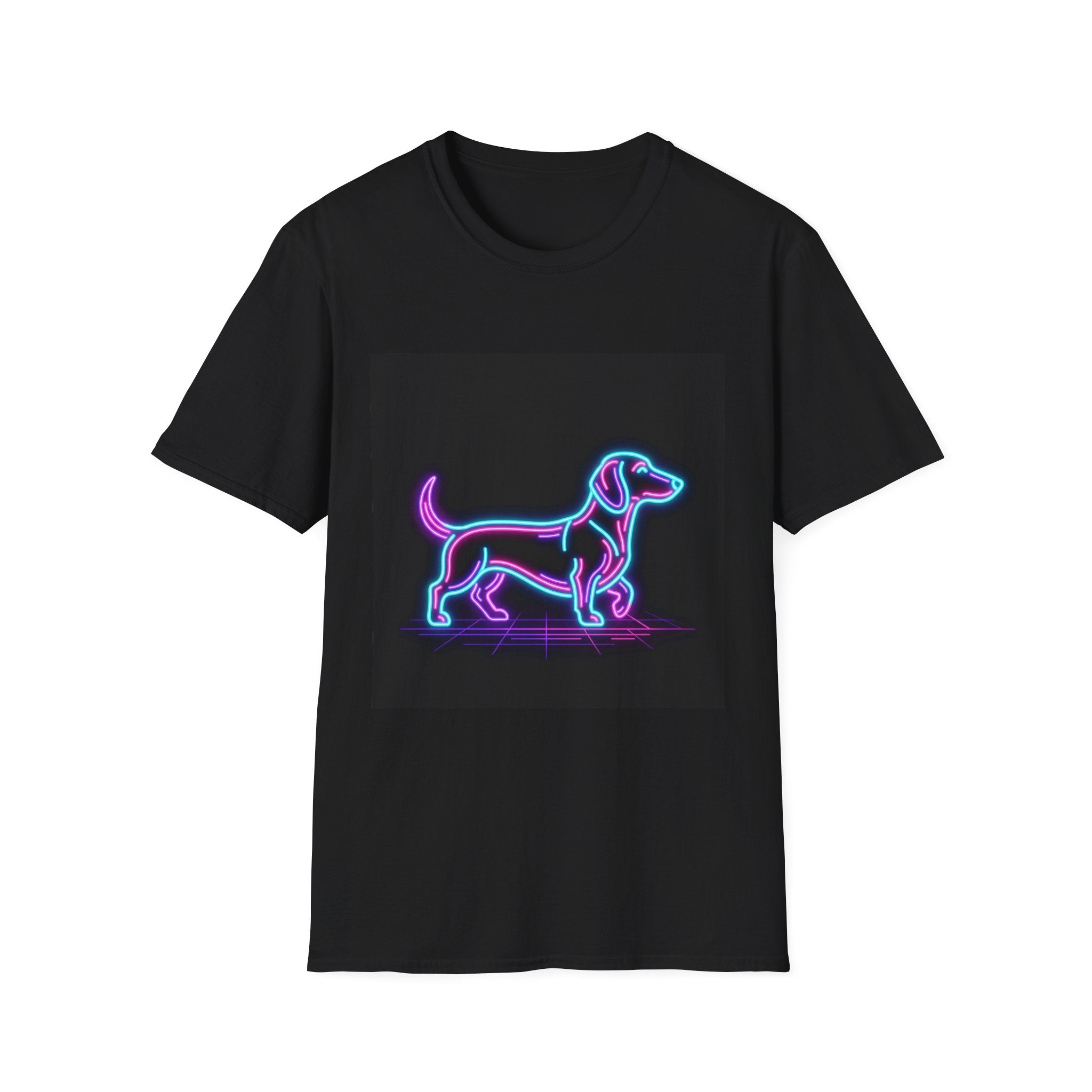 Neon Synthwave Dachshund Shirt - Premium Unisex Cyberpunk Tee