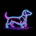 Neon Synthwave Dachshund Shirt - Premium Unisex Cyberpunk Tee