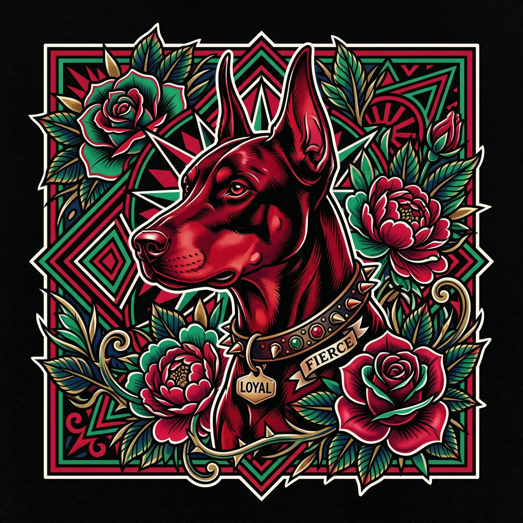 Neo-Traditional Tattoo Doberman Shirt - Premium Unisex Art Tee
