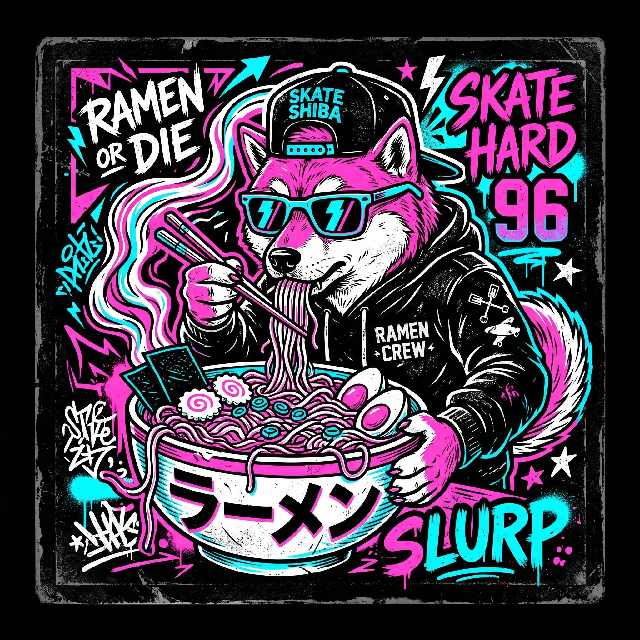 90s Skate Shiba Inu Tee - Premium Funny Graphic T Shirts