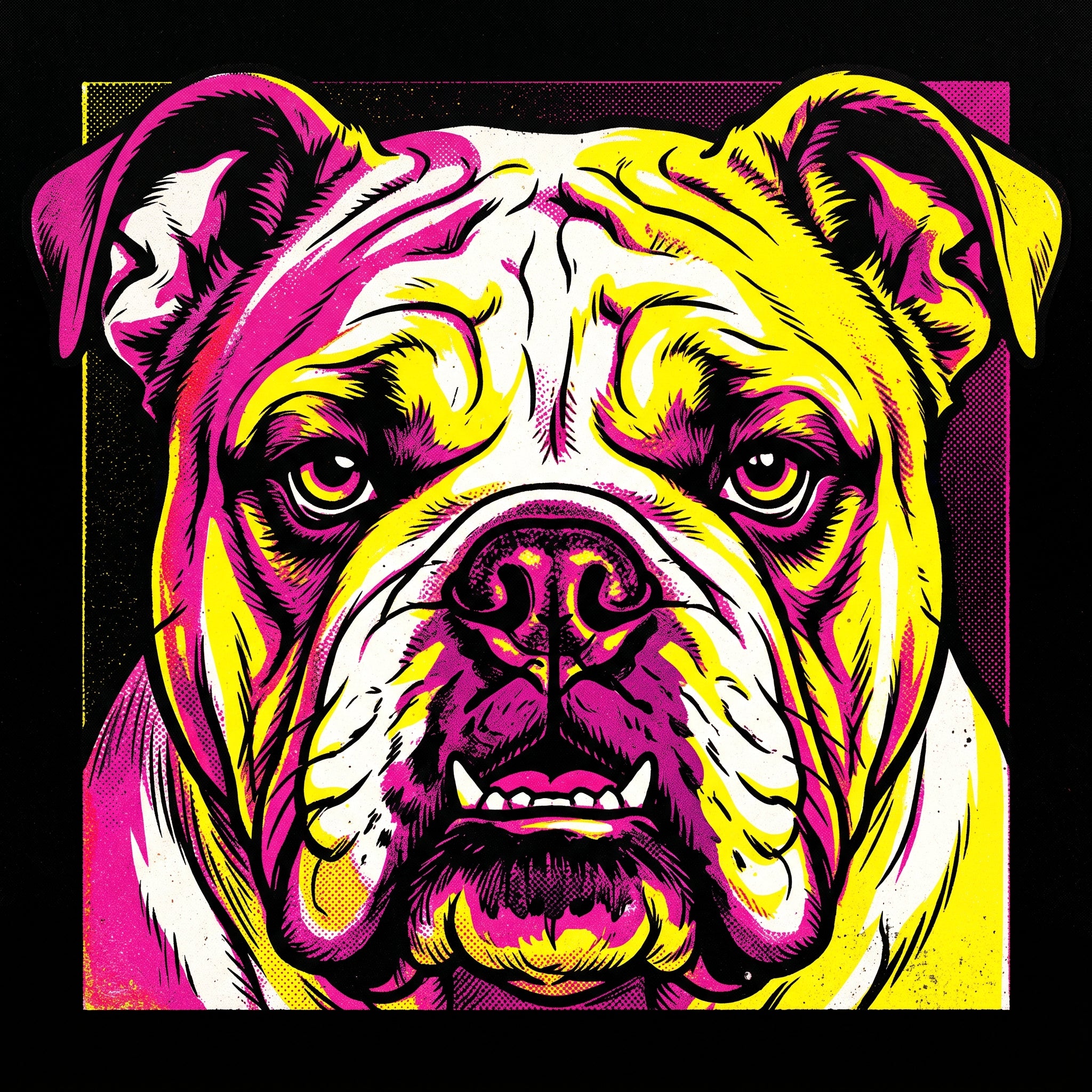 Pop-Art Screenprint English Bulldog T Shirt - Premium Unisex Retro Tee