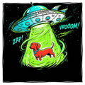 Retro UFO Dachshund Tee - Premium Funny Graphic T Shirts