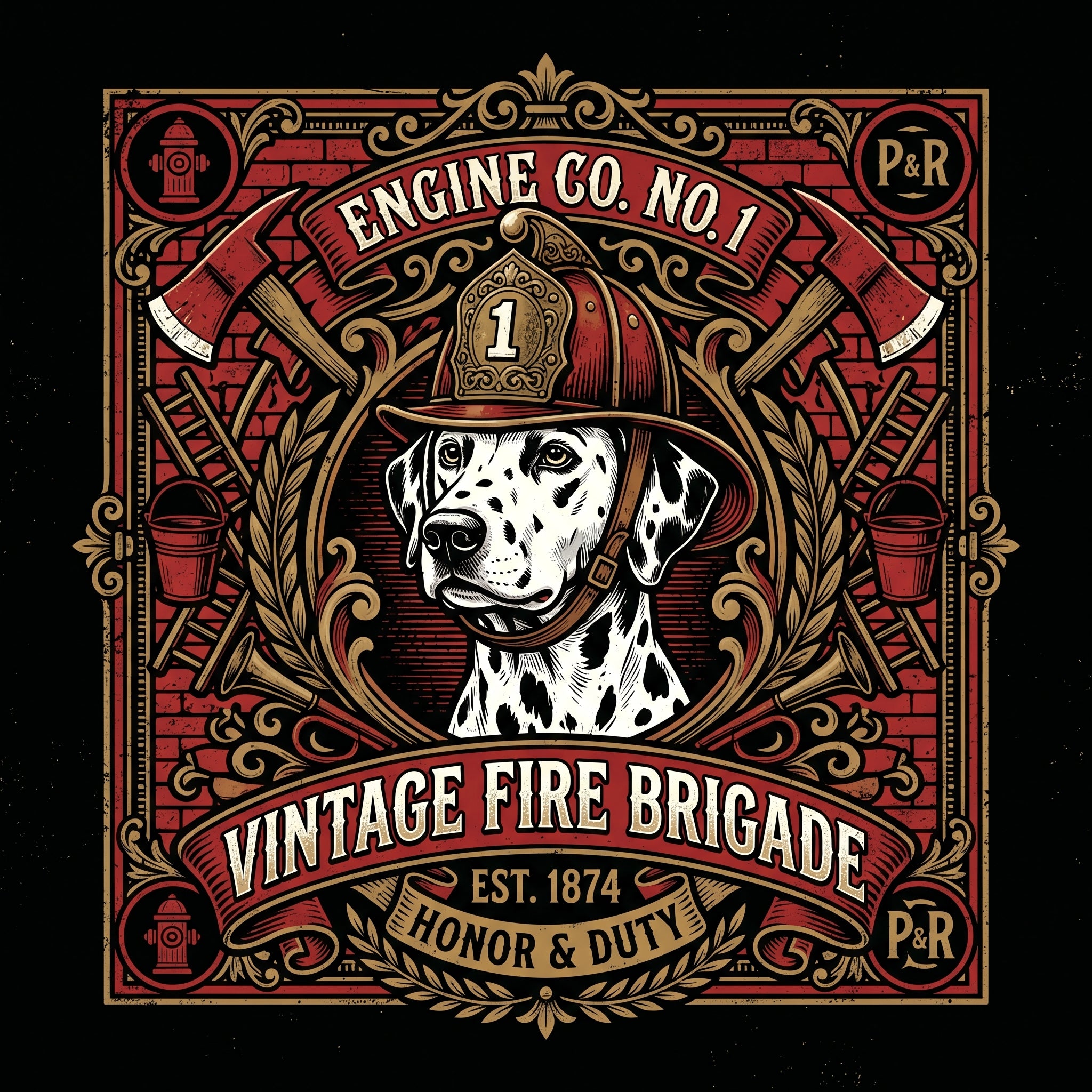 Vintage Fire Brigade Dalmatian Shirt - Premium Unisex Heritage Tee