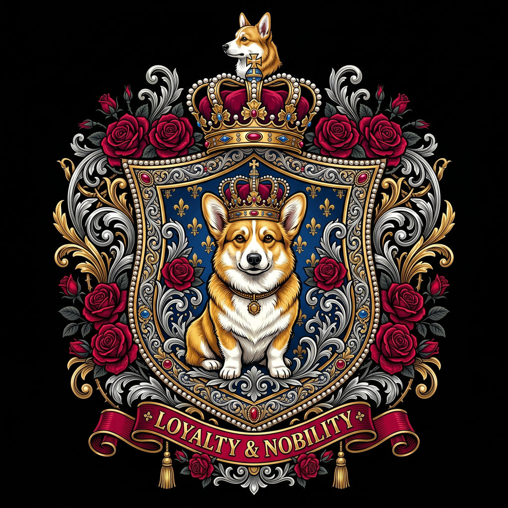 Royal Crest Corgi Tee - Premium Corgi Gifts