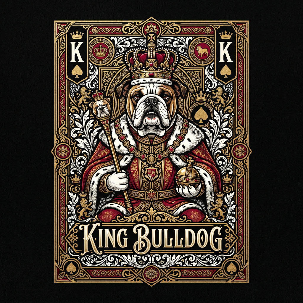 Royal King Playing Card English Bulldog T Shirt - Premium Unisex Graphic Tee