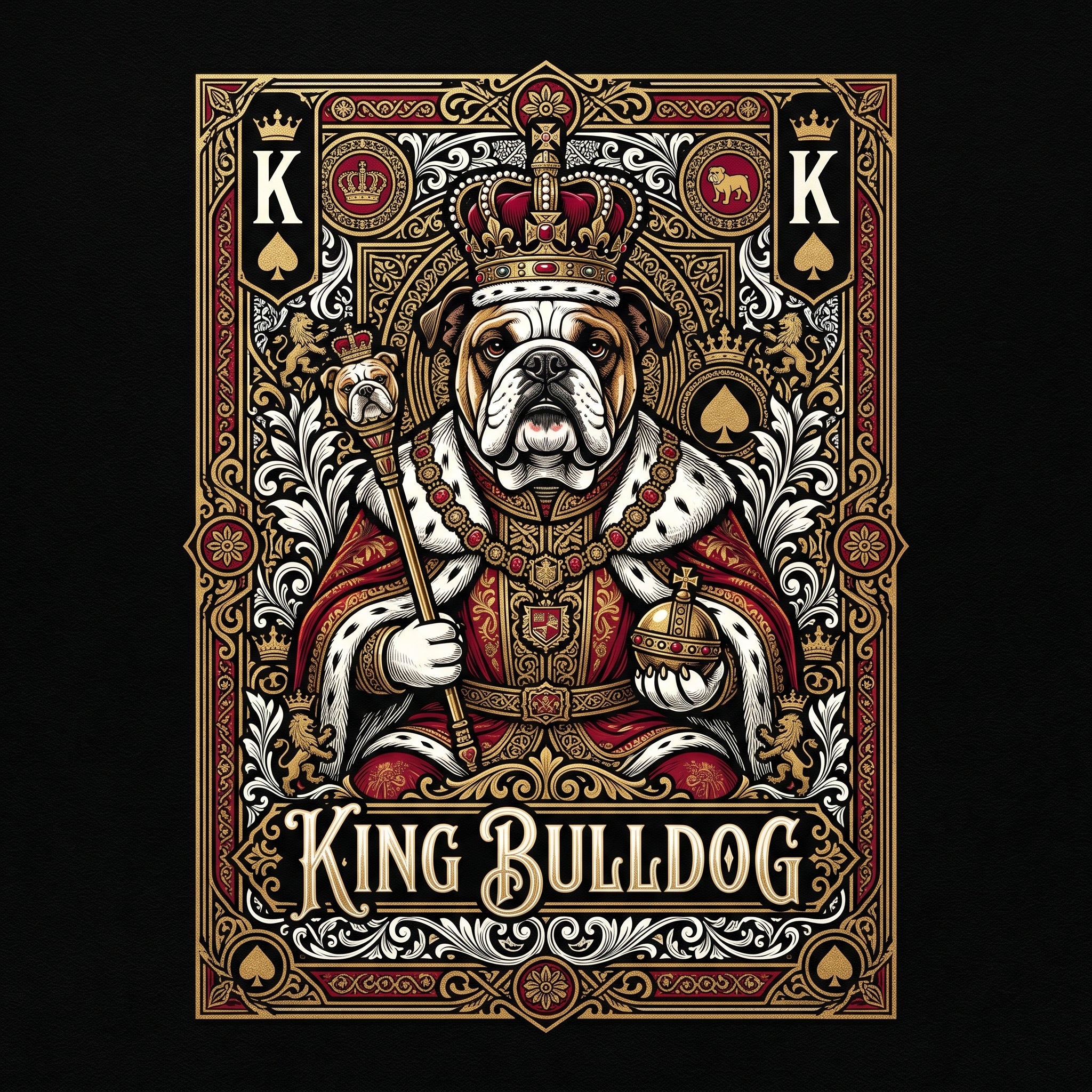 Royal King Playing Card English Bulldog T Shirt - Premium Unisex Graphic Tee