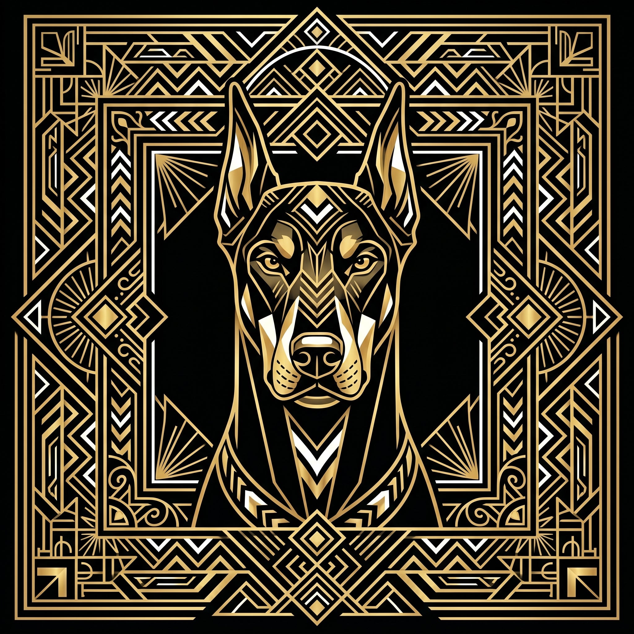 Art Deco Doberman Shirt - Premium Unisex Geometric Tee